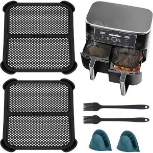 2 Pièces Air Fryer Anti Eclaboussure Accessoires, Grille Anti Projection pour Air Fryer Ninja, Silicone Air Fryer Accessoires, Compatible avec Ninja Foodi AF400EU & AF451EU - Neuf