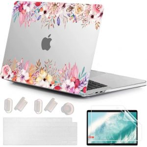 4 En 1 Ultra-Mince Coque Pour Macbook Air 13.6 Pouces M4 M3 M2 2022 2024 2025 Mod&egrave;le A3240 A3113 A2681, &Eacute;tui De Rigide Plastique & Prot&egrave;ge Clavier Pour Macbook Air 13 M4, Fleurs Aquarelle 5 - Neuf