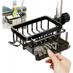 KALANKA-&Eacute;tag&egrave;re de rangement pour robinet, organisateur de lavabo porte-&eacute;ponge pour cuisine, organisateur de lavabo en acier inoxydable pour savon, porte-&eacute;ponge avec bac &eacute;gouttoir amovible, &eacute;tag&egrave;re d - Neuf