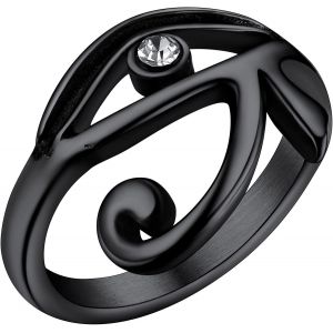 Trahoo-Bague Oeil Horus Homme Personnalisable Chevalière Acier Inoxydable, Taille 54-72 Anneau Égyptien Porte Bonbeur Bijoux Motard Biker Gothique Cadeau Pour Ado Garçons - Neuf