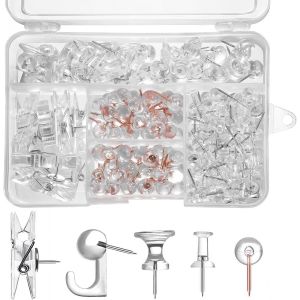 ChenQuanSarl-Puna s Transparentes, 200Pcs &Eacute;pingles En Plastique Avec Bo&icirc;te De Rangement, Puna s D&eacute;coratives Avec Points En Acier Pour Panneau De Li&egrave;ge, Tableau D'Affichage, Photos, Cartes - Neuf