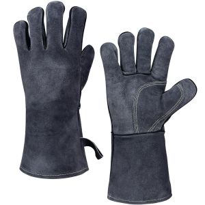 Ulteronixshop-Gants pour Barbecue, Gants de Protection en Cuir pour Barbecue, Gants de Four, Parfait pour Grill BBQ Cuisine Four de Cuisson Coin du Feu Chemin&eacute;e - Neuf