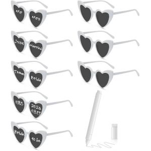 Mevronisshop-Lunette Coeur, 8pcs Lunettes De Soleil C?Ur Avec Marqueur Blanc, Diy Lunettes De Soleil, Lunette Evjf, Accessoires De F&ecirc;te Pour Mariage Party Anniversaire No&euml;l Cosplay - Neuf