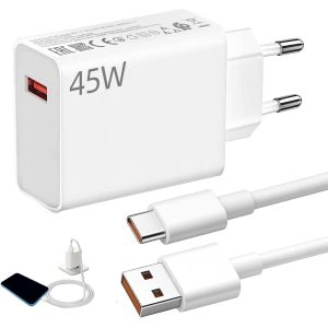 KALANKA-Chargeur 45W, 45W Chargeur Charge Rapide Turbo avec C&acirc;ble USB C 2m pour Note 13 12 11 10 Pro 13X POCO M6 X5 M5s M4 X3 F3 Mi 11 10T Lite Mi Pad 7 6 5 - Neuf