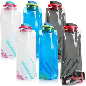 Eryi-Lot De 6 Bouteilles D'eau Pliables Et Portables - Avec Bouchon À Vis - Pour La Randonnée, L'aventure, Les Voyages, Unisexe, 700 Ml - Neuf