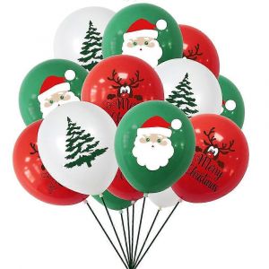 15 Pcs Ballons De Noël,Ballons En Latex De Noël De 12 Pouces En Vrac,Ballon Rouge,Vert Et Blanc - Neuf