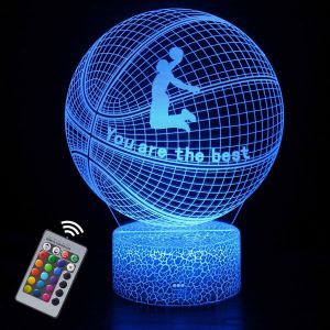 Basketball Veilleuse Enfants, Basket Ball 3d Lampe 16 Couleurs Changeantes &Agrave; Intensit&eacute; Variable, Cadeau D'anniversaire De No&euml;l Pour Gar&ccedil;ons Ou Filles - Neuf
