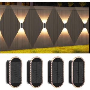 Lampes Solaires D'ext&eacute;rieur, Applique Solaire D'ext&eacute;rieur, Lampes Murales D'ext&eacute;rieur Led D'&eacute;clairage De Jardin, Lampe Solaire &Eacute;tanche Pour Cl&ocirc;ture Mur Terrasse Jardin Balcon D&eacute;coration (4 Pi&egrave;ces) - Neuf