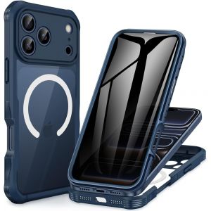 LORANKA-Magn&eacute;tique Anti Espion Coque iPhone 17 Pro Max [Compatible avec MagSafe] int&eacute;gr&eacute; 9H Verre Tremp&eacute; Protection &eacute;cran et Protection Cam&eacute;ra, Antichoc T&eacute;l&eacute;phone Housse Case Int&eacute;grale Etui - Bleu - Neuf