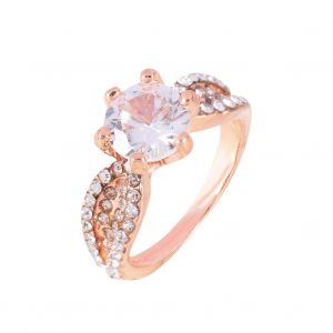 Bague Elegante En Zircon Plaque Or Rose Pour Femmes Et Filles, Bijou Tendance, Cadeau Ideal, 9# - Neuf