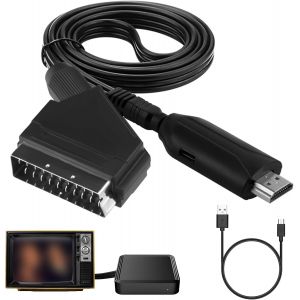 Convertisseur Péritel Vers Hdmi, Câble Péritel Vers Hdmi Avec Câble Usb, Convertisseur Péritel Vers Hdmi Vidéo Audio Avec Entrée Péritel Et Connecteur De Sortie Hdmi Hd 720/1080P Pour Hdtv Stb Vhs - Neuf