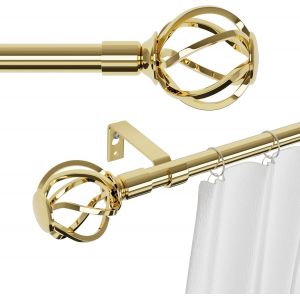 Tringle À Rideaux Pour Fenêtres De 122 À 223,5 Cm Avec Embouts En Cage,Ensemble De Tringles À Rideaux Décoratives Réglables Avec Supports,Tringle À Rideaux Décorative Réglable Pour Chambre À - Neuf