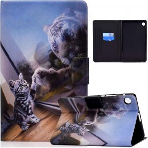Étui Coque Pour Samsung Galaxy Tab A8 10,5 Pouces 2022 2021 Sm-X200/ X205/ X207 Housse Étui De Protection Avec Veille/Réveil Automatique Pour Samsung Galaxy Tab A8 2022/2021, Chat Et Tigre - Neuf