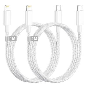 KALANKA-Cable iPhone USB C, Cable USB C vers Lightning [1M/Lot de 2], Certifi&eacute; Apple MFi Cable iPhone Charge Rapide Cable Lightning USB C Cable Chargeur iPhone Fil pour Apple iPhone 14/13/12/11/XS/X/ - Neuf
