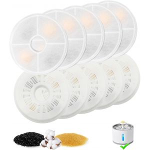 Kalanka-Pack De 10 Distributeur D&iquest;Eau Filtrante Pour Chat Et Chien, Filtre Fontaine Eau Chat Chien, Filtre De Fontaine Triple Action, Cat Filtres De Rechange Avec La R&eacute;sine Et Charbon Actif - Neuf