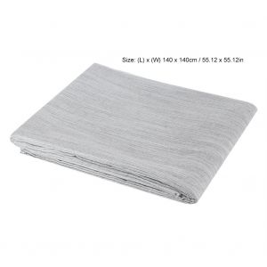 Hjlian Nappe Rayee En Coton Et Lin, Protection De Table Pour Salle A Manger, Cuisine, Gris Clair, 140 X 140 Cm - Neuf