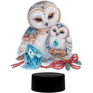 Kal-Diamond Painting - Veilleuse - Décoration De Table - Motif Animaux - Lampe De Chevet Led - Décoration Chouette Et Papillon - Kit Diy 5d - Cadeau D'anniversaire Pour Enfants (Chouette 02) - Neuf