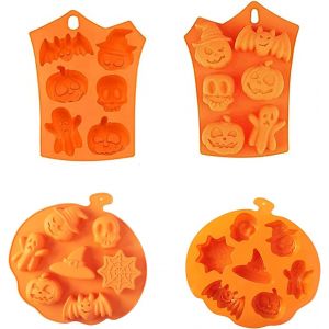 Subzonal-2 Moules En Silicone Pour Gâteau À La Citrouille D'halloween Chauves-Souris, Squelettes, Moules En Silicone Bricolage Halloween Pour Gâteaux,Pudding Moule À Halloween De Haute Qualité - Neuf