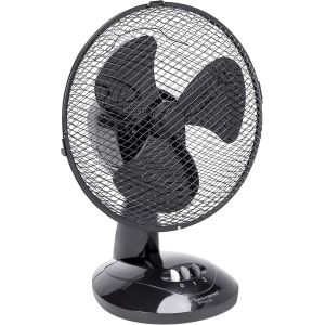 KALANKA-Ventilateur de table mobile Ø 27cm, Petit ventilateur avec 2 niveaux de vitesse & fonction oscillation 75°, Hauteur : 29 cm, 30 Watts, DDF27Z, Couleur: Noir, - Neuf