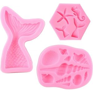 Moule &Agrave; G&acirc;teau &Agrave; Th&egrave;me Mermaid,Mermaid,Coquillages,Moules De Fond En Silicone De Corail Pour Candy Chocolate Sugarcraft Cake Decor,Cupcake Topper,Polymer Clay,Craft - Neuf