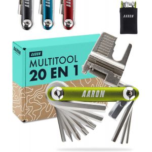 Outil Multifonction 20 En 1-Outil Multifonction Pour V&eacute;lo En Acier Inoxydable/Aluminium-Mini Outil De V&eacute;lo Pliable Avec De Nombreuses Fonctions-Outil Pratique Pour V&eacute;lo En Vert - Neuf