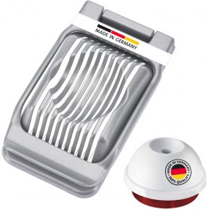 Set,2pcs,1 Coupe-?uf pour Tranches Rondes et Ovales + 1 Pique-oeuf,Aluminium/inox/plastique,Duplex,Argent&eacute;/rouge/blanc,102022E6 - Neuf