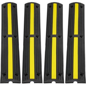 MEVRONISSHOP-Rampe de Protection C&acirc;ble 4PCS Passage de C&acirc;ble Sol 1 Canal 3x2 cm Capacit&eacute; Charge 8 164 kg Passe C&acirc;ble Ralentisseur Couverture de Fil de Plancher pour Zones R&eacute;sidentielles Garages Cour - Neuf