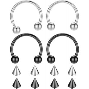 Nbgcm-16g G23 Anneaux De Septum En Fer À Cheval En Titane Anneaux De Nez Filetés À L'intérieur Cerceau Hélice Daith Cartilage Tragus Boucles D'oreilles Mamelon Sourcil Piercing Bijoux - Neuf