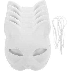 Lot de 5 masques blancs pour chat-Masques d'art DIY vide-Masques en papier simples pour d&eacute;corer la peinture mascarade cosplay f&ecirc;te - Neuf