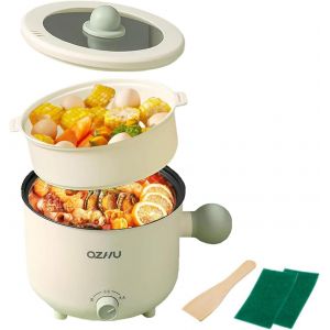 Nouvelhorizonstore-Petite Marmite Hot Pot &Eacute;lectrique,Ramen Cooker Pour Cuisson,Po&ecirc;le &Eacute;lectrique Antiadh&eacute;sive Multifonctionnelle Pour Nouilles,Avec Cuiseur Vapeur,Pour Chambre D'&eacute;tudiant/Studio/H&ocirc;tel - Neuf