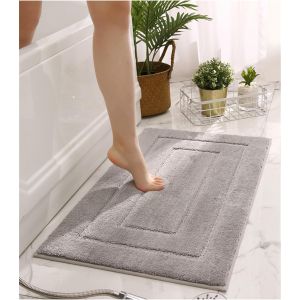 Kal-Tapis De Bain Antiderapant,40 X 60 Cm Tapis Salle De Bain Absorbant Et Lavable,Moelleux En Microfibre Absorbant L'eau Lavable En Machine,Pour Salle De Bain Toilette Cuisine Entrée (Gris) - Neuf