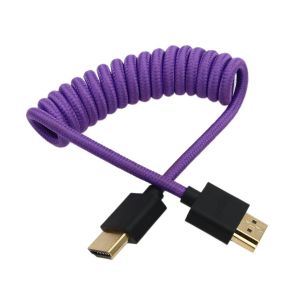4K 8K 60P Type A HDMI 2.1 to HDMI Braided Coiled Cable for Atomos Ninja V SmallHD Blackmagic Monitor Panasonic Sony Canon Nikon Camera Purple 30cm - Neuf