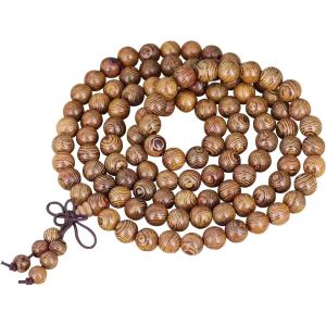 Eryi-108 Mala Bracelet De Méditation En Bois Naturel,Collier De Prière Bouddhiste Avec 108 Perles De 8mm,Mala Tibétain Pour Homme Et Femme,Protection Et Harmonie Assurées - Neuf