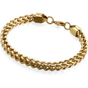 Kal-Bracelet Simple Pour Homme Femme, Chaîne De Main En Acier Inoxydable Punk Rock Pour Motard Biker Couleur Argent/Or/Noir/Or Rose Fantaisie Cadeaux Noël Anniversaire - Neuf