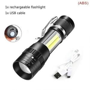 Puissante Lampe De Poche Led Gt50,Torche Étanche D'Extérieur Avec Lumière Latérale,7 Modes,Lanterne De Camping Et De Pêche,Lampe Zoom Rechargeable Par Usb.Mini Flashlight. - Neuf