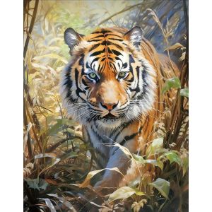 Oayew-Peinture Diamant Tigre 40x50cm Animaux Diamond Painting Tigre Jungle Strass Paillettes 5d Kit Artisanat D&eacute;butant Puzzle Mosa&iuml;que Adh&eacute;sif Images Animal Toile Tiger Autorit&eacute; Force Courage - Neuf