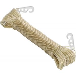 KALANKA-Corde &agrave; linge robuste de 20 m avec noyau en acier, noyau en acier, corde &agrave; linge en PVC, corde &agrave; linge robuste avec 2 tendeurs, corde &agrave; linge de qualit&eacute; sup&eacute;rieure pour ext&eacute;rieur et int&eacute;rieur - Neuf