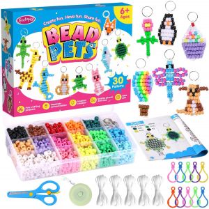 Mevronisshop-Perles Poney Pour Cr&eacute;er Vos Propres Bijoux D'animaux De Compagnie, Avec Porte-Cl&eacute;s Animaux Instructions, Pour Perles Kandi Color&eacute;es Pour Bracelets, Kit De Loisirs Cr&eacute;atifs, Kit De Bricol - Neuf