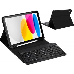 Clavier Ipad (A16) 11Ème Génération 11 Pouces 2025/Ipad 10Ème Génération 10.9U201D 2022, Coque Clavier Azerty Sans Fil Bluetooth Pour Ipad 10Eme/11Eme Avec Fonction De Ranger Le Stylet, Noir - Neuf
