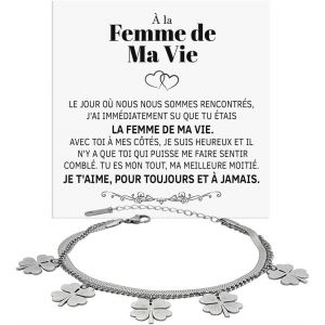 Bracelet À La Femme De Ma Vie Argent Or Anniversaire Idées Cadeaux Pour Elle Acier Inox Fiancés - Idée Cadeau Noël - Coffret Avec Dédicace Incluse - Neuf