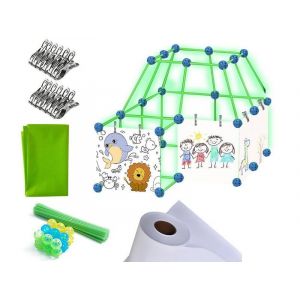 Kit de construction de fort de 183 pi&egrave;ces avec tissu et pinces pour enfants, construction et jeu cr&eacute;atif - Neuf