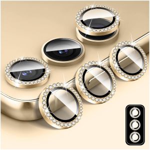 Protecteur D'objectif D'appareil Photo Diamant pour Samsung Galaxy S24, Protecteur de Couvercle de Cam&iquest;&iquest;ra en Verre Tremp&iquest;&iquest;, Anneau M&iquest;&iquest;tallique en Aluminium Individuel Bling - Neuf