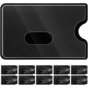 asas-Lot De 10 Étuis De Protection Pour Cartes De Crédit-Transparents-Avec Fente Pour Pouce-Bloqueur Rfid-Porte-Cartes-Fin-Pour Portefeuille,Noir - Neuf