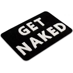 KAL-Tapis De Salle De Bain Antidérapant Et Lavable - Doux - Amusant - Mignon - Tapis De Bain Absorbant - 40 X 60 Cm (Noir Et Blanc) - Neuf