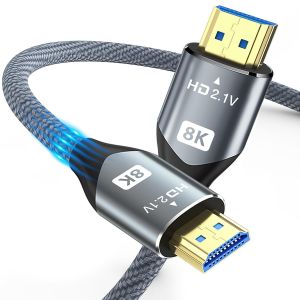 SUNY-Câble Hdmi 2.1 8K 4K,2M Hdmi Câble Tressé Ultra Haute Vitesse 48Gbps,8K 60Hz 7680X4320,4K 120Hz,Supporte Dynamic Hdr,Earc,Dolby Vision,Compatible Avec Hdtv,Ps5,Ps4,Xbox,Rtx 3080 3090 - Neuf