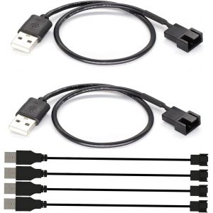 6pcs USB vers 3Broches/4Broches PWM 5V Câble Adaptateur d'alimentation de Ventilateur USB, Câble de Connecteur D'adaptateur de Ventilateur (Câble USB 3Broches/4Broches) - Neuf
