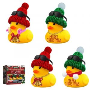 4 pi&egrave;ces en caoutchouc de canard jouet moto automobile la d&eacute;coration de yel - Neuf