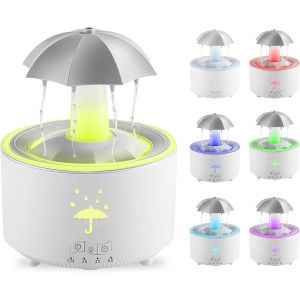 Humidificateur parapluie, humidificateur rotatif 300 ml pour chambre &agrave; coucher avec t&eacute;l&eacute;commande et fonction minuterie, diffuseur d'aromath&eacute;rapie LED 7 couleurs - Neuf