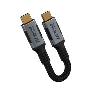 KALANKA-C&acirc;ble USB C Cout 15cm,USB C 3.2 Gen 2,20Gbps Transfert Donn&eacute;es Compatible avec Thunderbolt 3,USB Type c Charge Rapide 240W PD3.1,Video USB-C 4K@120Hz pour Moniteur,Display,SSD,Dock,Hub,eGpu. - Neuf