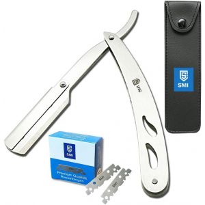 ERYI-Rasoir À Barbe 100 Lames Lame Interchangeable Rasoir Homme Manuel Rasoir Barbier Rasoir Coupe Choux Barbe Traditionnel Avec Etui (Rasoir Moderne - 1209) - Neuf